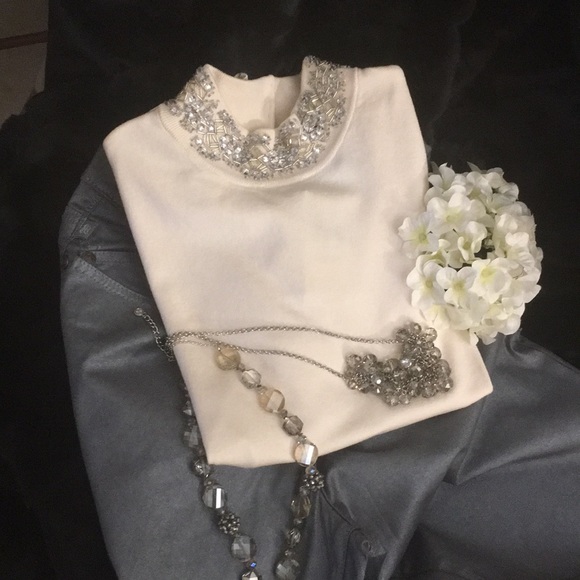 Style & Co Blinged Neckline Sweater - Picture 7 of 7